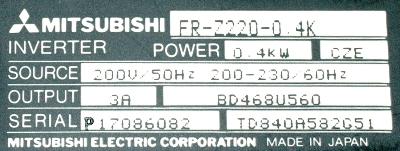 Mitsubishi FR-Z220-0.4K label image