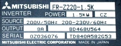 Mitsubishi FR-Z220-1.5K label image