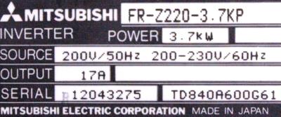 Mitsubishi FR-Z220-3.7KP label image