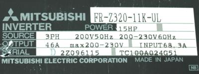 Mitsubishi FR-Z320-11K-UL label image