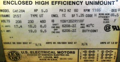 U.S. Electrical Motors G41284 label image