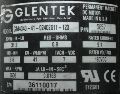 GLENTEK GM4040-41-02402511-123 label image