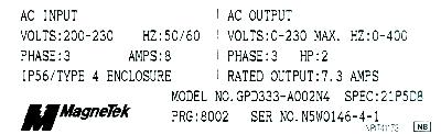 Magnetek GPD333-A002N4 label image
