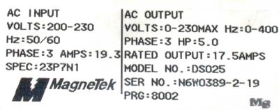 Magnetek GPD333-DS025 label image