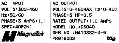 Magnetek GPD333-DS040 label image
