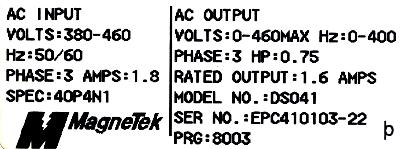 Magnetek GPD333-DS041 label image