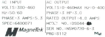 Magnetek GPD333-DS044 label image