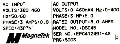 Magnetek GPD333-DS045 label image
