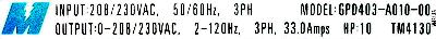 Magnetek GPD403-A010-00 label image