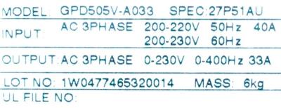 Magnetek GPD505V-A033 label image