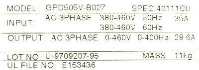 Magnetek GPD505V-B027 label image