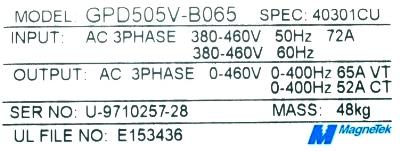Magnetek GPD505V-B065 label image