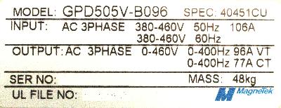 New Refurbished Exchange Repair  Magnetek Inverter-General Purpose GPD505V-B096 Precision Zone
