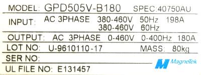 Magnetek GPD505V-B180 label image