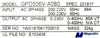 Magnetek GPD506V-A080 label image