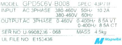 Magnetek GPD506V-B008 label image