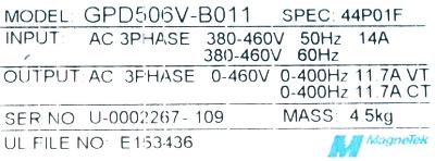 Magnetek GPD506V-B011 label image
