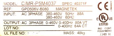 Magnetek GPD506V-B080 label image