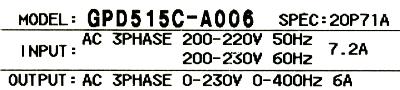 Magnetek GPD515C-A006 label image