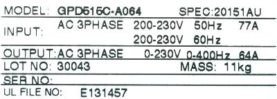 Magnetek GPD515C-A064 label image