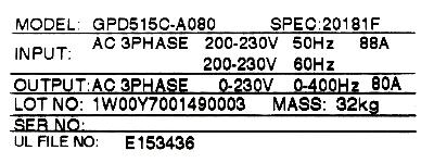 Magnetek GPD515C-A080 label image