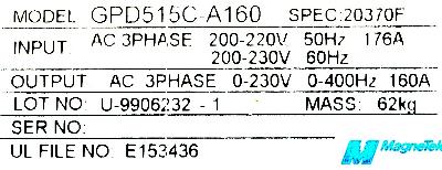 Magnetek GPD515C-A160 label image