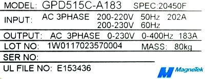 Magnetek GPD515C-A183 label image