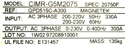 Magnetek GPD515C-A300 label image