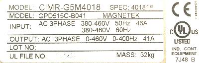 Magnetek GPD515C-B041 label image