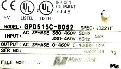 New Refurbished Exchange Repair  Magnetek Inverter-General Purpose GPD515C-B052 Precision Zone