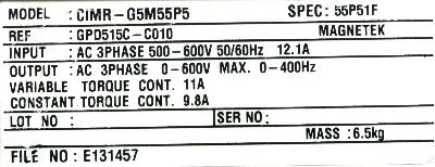 New Refurbished Exchange Repair  Magnetek Inverter-General Purpose GPD515C-C010 Precision Zone