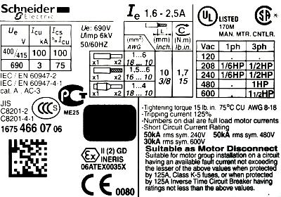 Schneider Electric GV2ME07 label image