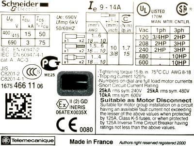Schneider Electric GV2ME16 label image