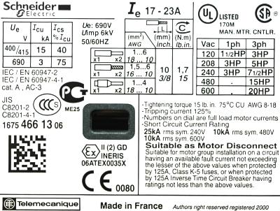 Schneider Electric GV2ME21 label image