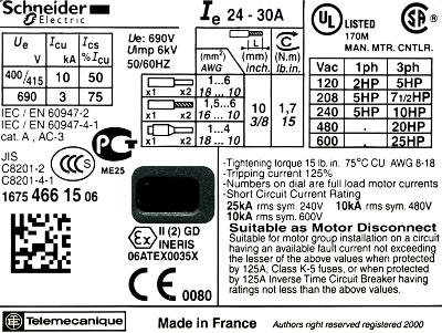 Schneider Electric GV2ME32 label image