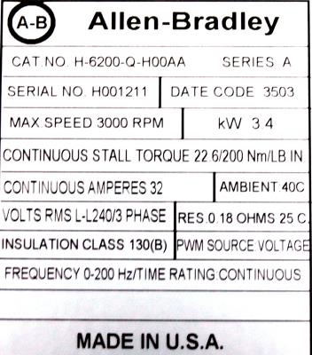Allen-Bradley H-6200-Q-H00AA label image