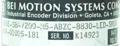 BEI ELECTRONICS H25E-SB-7200-M5-ABZC-8830-LED-SM18 label image