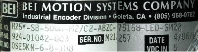 BEI ELECTRONICS H25Y-5B-5000-M2-C2-ABCZ-75158-LED-SM22 label image