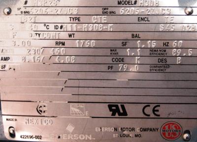 U.S. Electrical Motors H308 label image