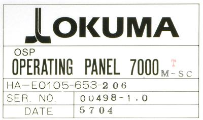 Okuma HA-E0105-653-206 label image