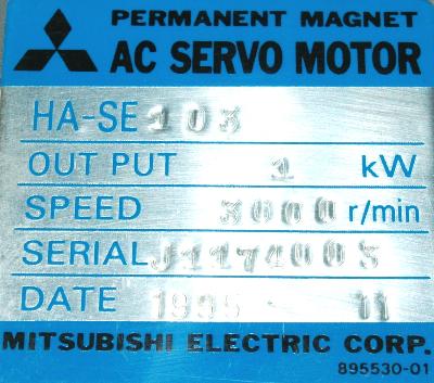 New Refurbished Exchange Repair  Mitsubishi Motors-AC Servo HA-SE103 Precision Zone