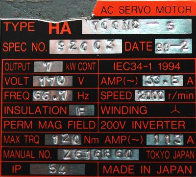 Mitsubishi HA700NC-S label image