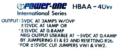 Power-One HBAA-40W label image