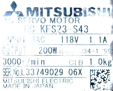 Mitsubishi HC-KFS23-S43 label image