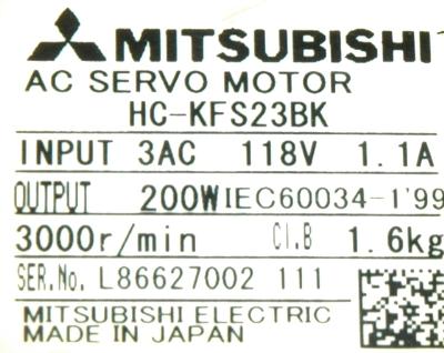 Mitsubishi HC-KFS23BK label image