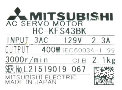Mitsubishi HC-KFS43BK label image
