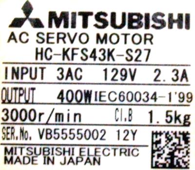Mitsubishi HC-KFS43K-S27 label image