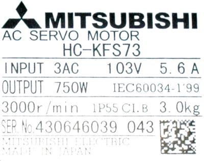 Mitsubishi HC-KFS73 label image