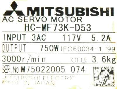 Mitsubishi HC-MF73K-D53 label image