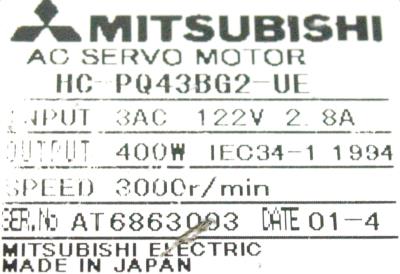 Mitsubishi HC-PQ43BG2-UE label image